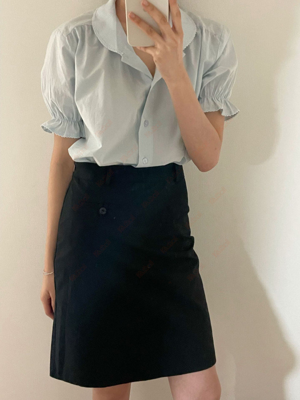 black cotton simple style skirt